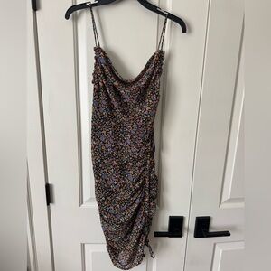 Astr Black and Purple Floral Midi Dress